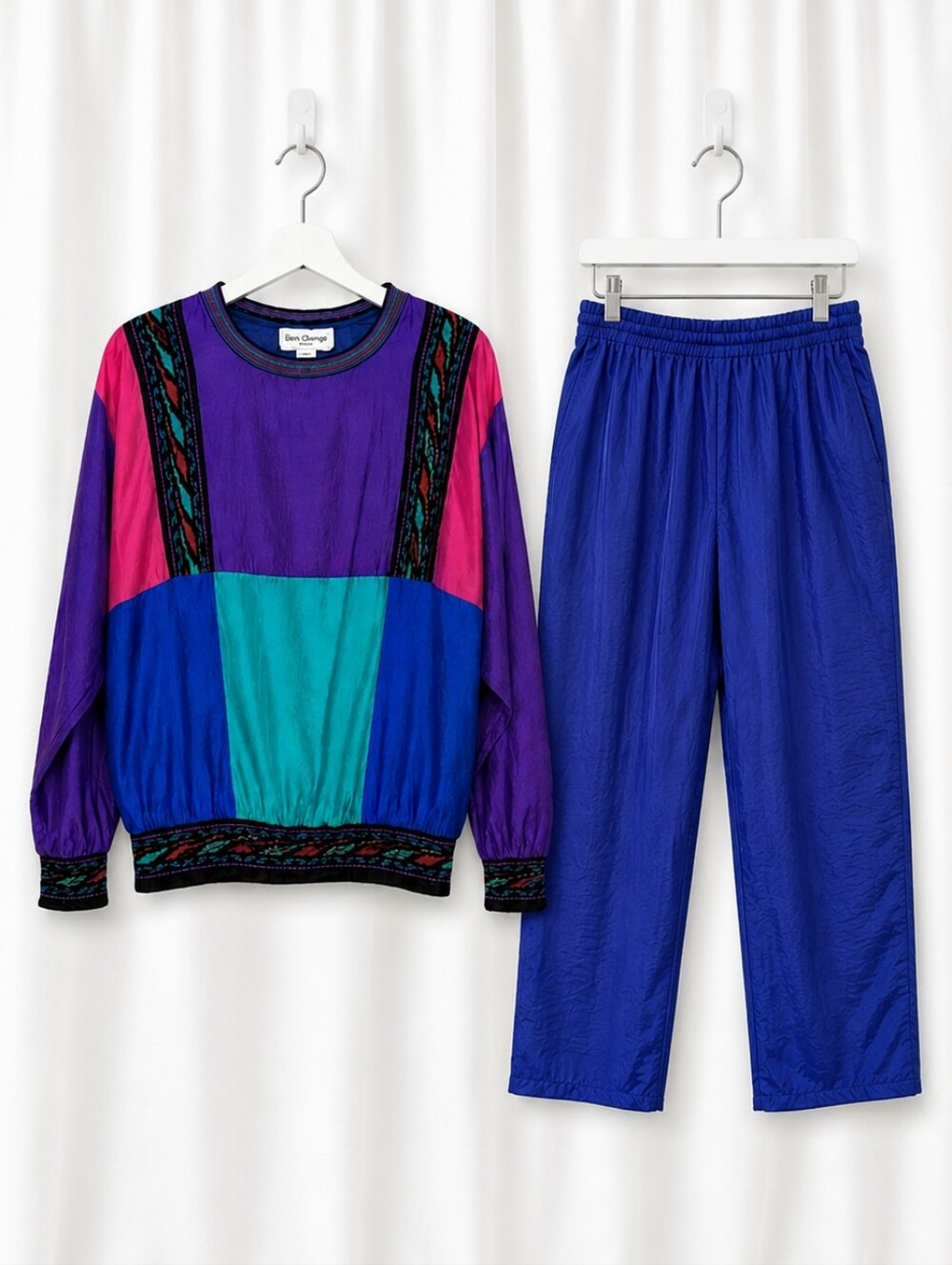 Vintage Saint Germain Paris 80s Colorblock 2 piece Windbreaker Style Track Suit